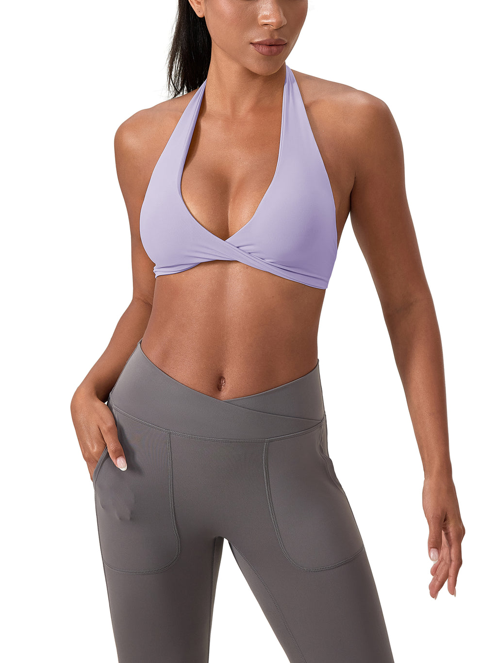 Pleated Halter Sports Bra